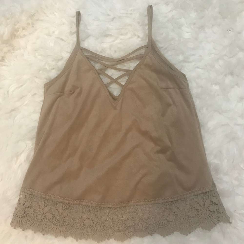 Charlotte Russe suede Lace crop Tank